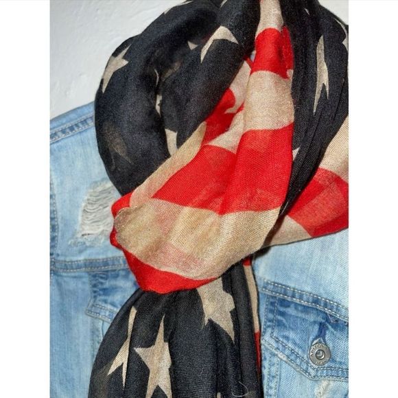 Vintage Patriotic Flag Pashmina - New Condition - Bid Now = Discounted Shipping - Picture 9 of 10